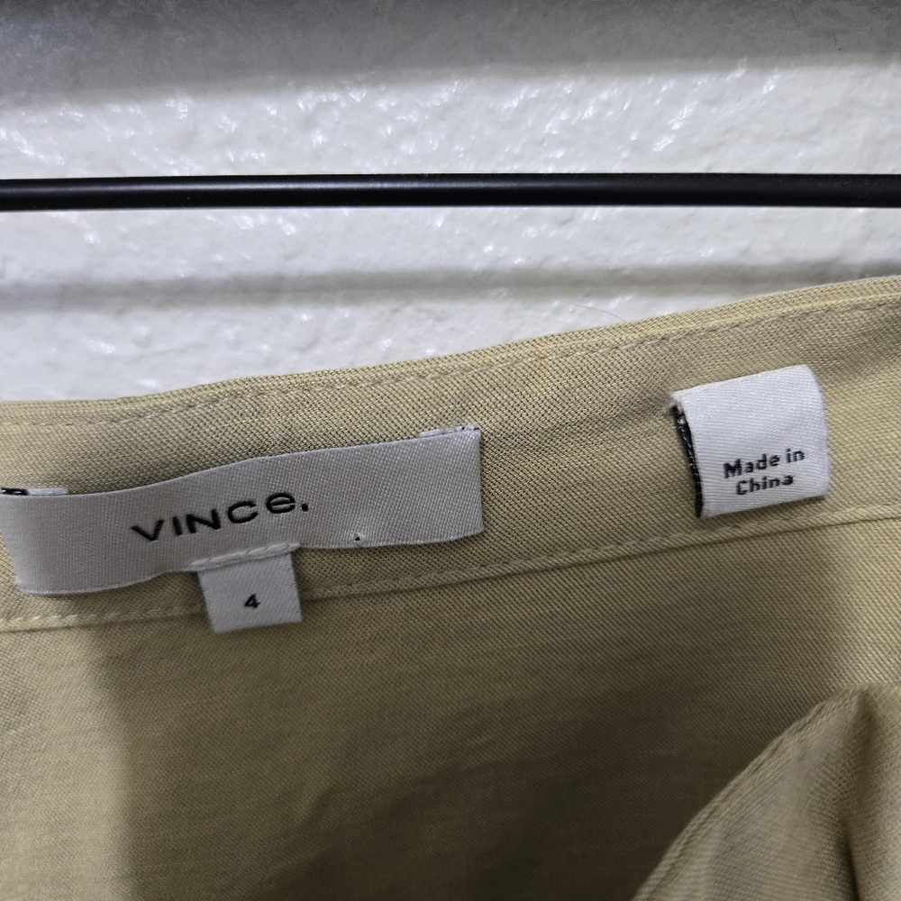 Vince Belted Palazzo Culotte Pant maiz yellow tan high waist rise Casual crop - Picture 6 of 12